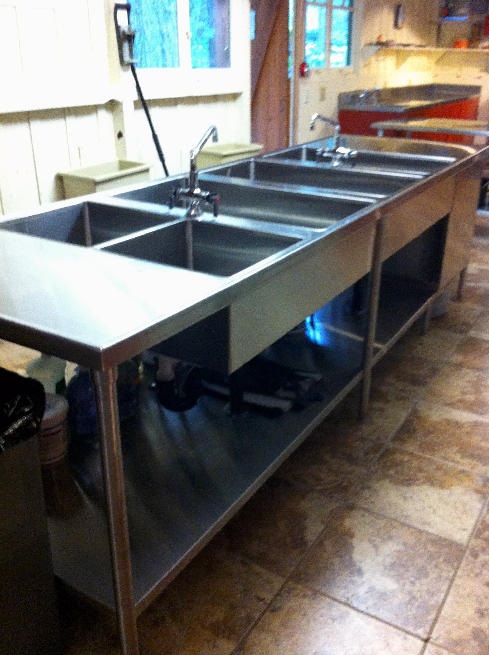 Kitchen SS Sink Island showing undershelf