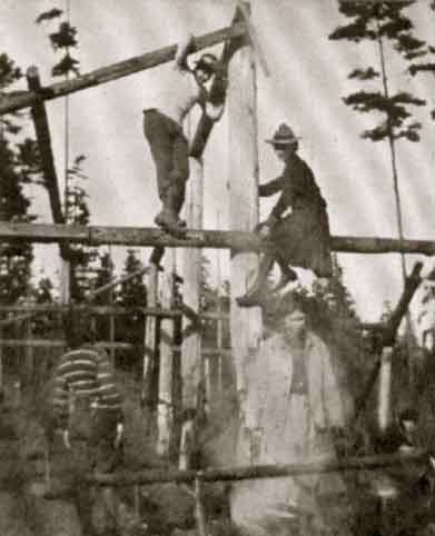 Mountaineer women volunteers hard at work building Kitsap Cabin - 1918