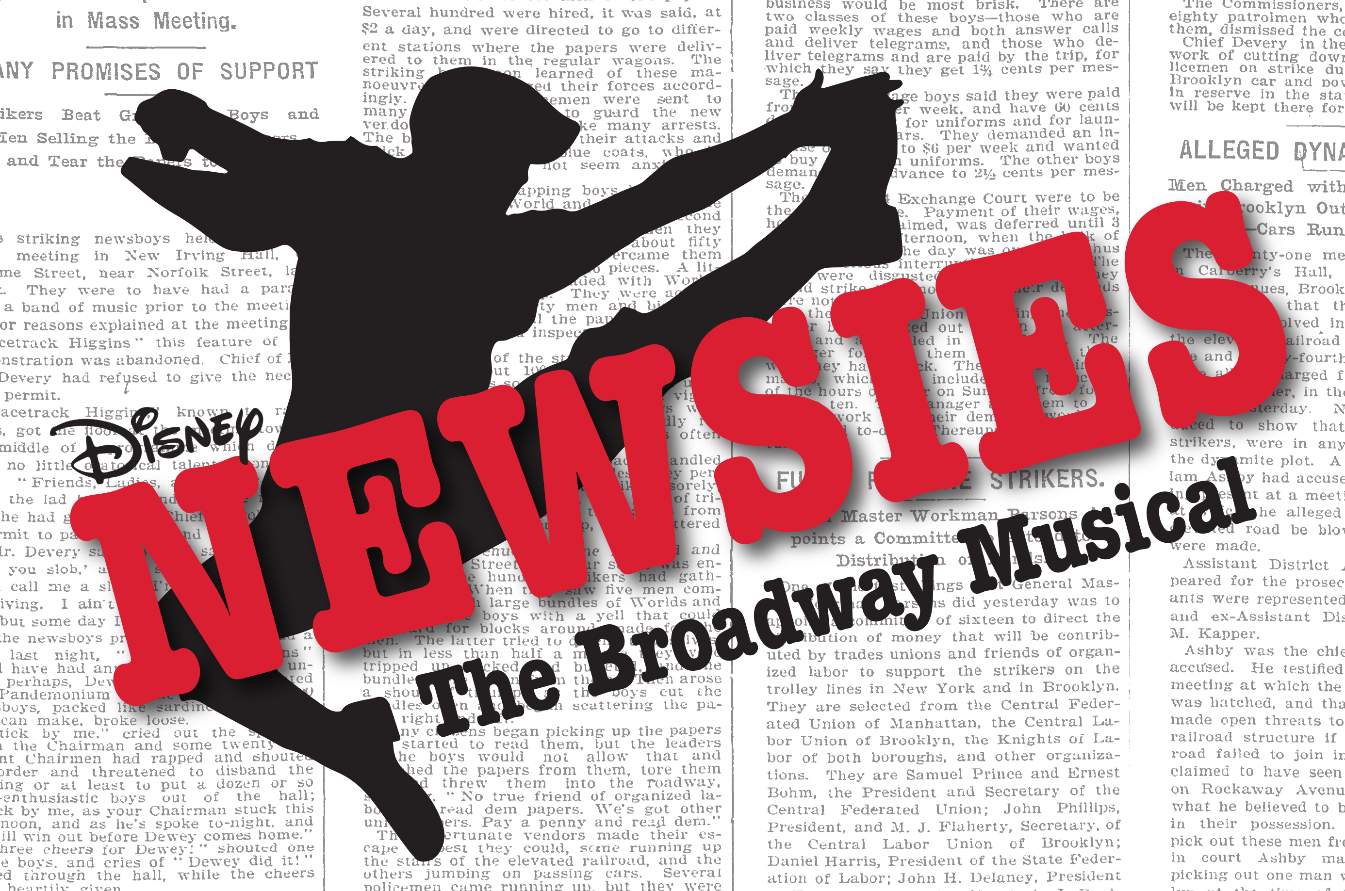 Newsies logo with background